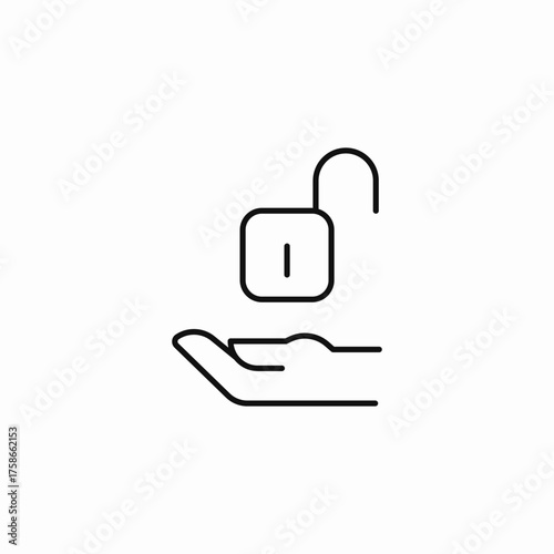 hand open padlock icon sign vector