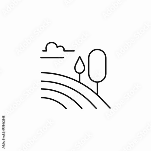 hillside trees clouds icon sign vector