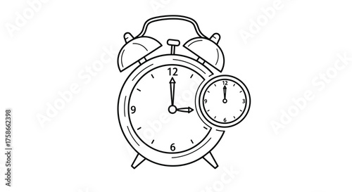 An alarm clock illustrates the concept of timekeeping and the passage of moments.