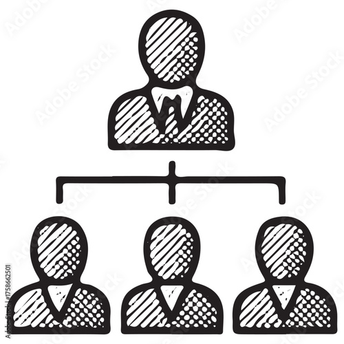 Hand-Drawn Hierarchy Icon for Corporate Organization
