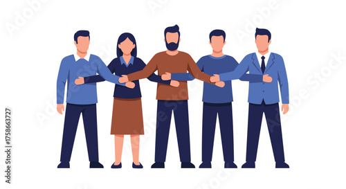 Diverse Team Linking Arms Demonstrating Unity and Collaboration in Business