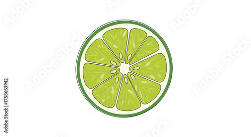 A vibrant cross-section of a fresh green lime showing its juicy segments and seeds.