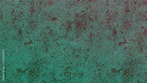 Vászonkép Textured Rusty Metal Surface With Teal Green Patina and Reddish Brown Rust Spots