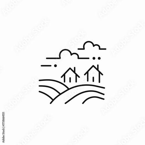 rolling hills village icon sign vector