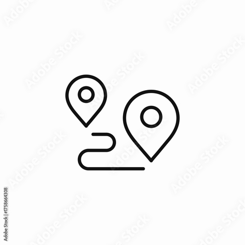 route travel pins icon sign vector