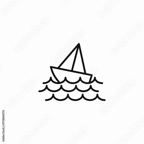 sailboat ocean waves icon sign vector