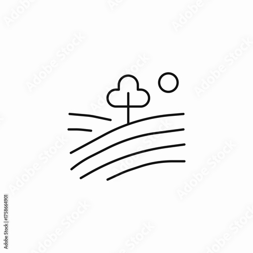 solitary field tree icon sign vector