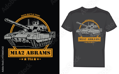 M1a2 abrams us army tank silhouette powerful military vehicle vector design