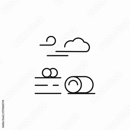 windy harvest bales icon sign vector