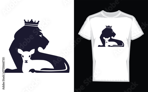 Symbolic silhouette of a lion and lamb representing faith and jesus christ a powerful religious emblem