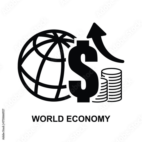 World economy icon isolated on background vector illustration. Non AI generate.