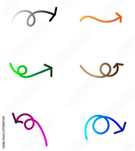 Gradient colourful arrow set