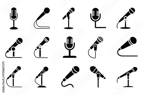 Audio Recording Mic Vector Set