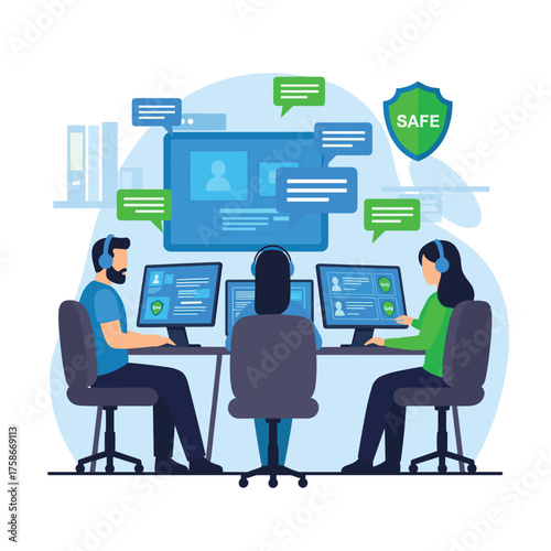Secure Customer Support Team Working Together Online