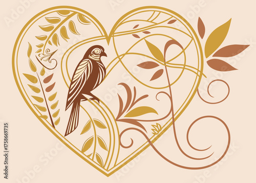 Luxury gold and blush composition with heart outline
