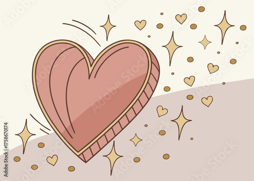 Sparkling gold dust around soft blush heart

