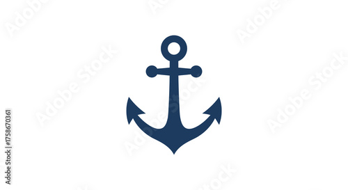 Nautical anchor symbol on simple white background