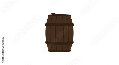 Simple wooden barrel icon isolated on white background