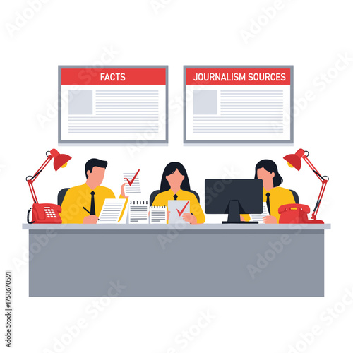 Journalism Team Verifying Facts and Information from Reliable Sources for Accurate Reporting