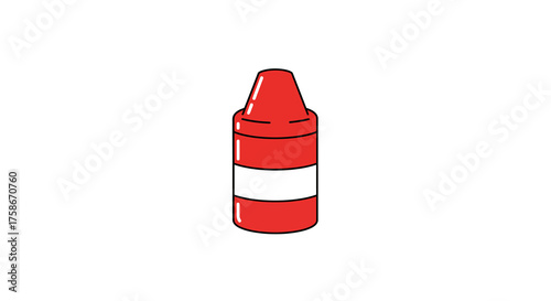 Red and white traffic cone icon in minimalist style