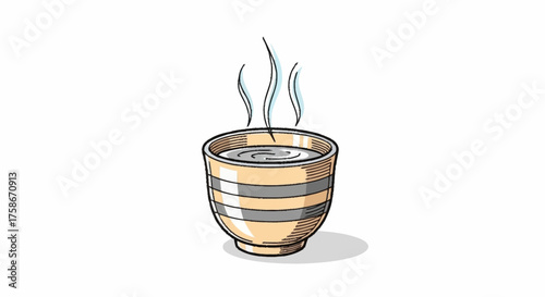 Steaming hot bowl illustration showcasing warmth and comfort, ideal for food blogs, menu designs, and culinary-themed graphic projects.