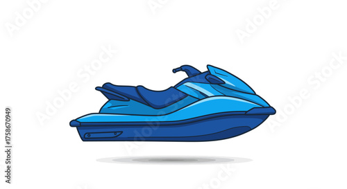 Blue jet ski on white background with shadow