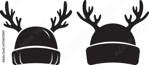 Two black silhouette deer antler hats silhouette