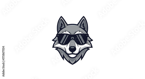 Cool wolf mascot wearing sunglasses with a confident look, perfect for branding, logos, or edgy designs, originally a scalable vector graphic