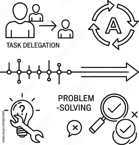 Business Process and Problem Solving Line Icon Set
