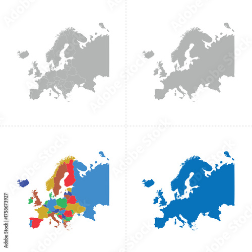 Europe map with without country borders
