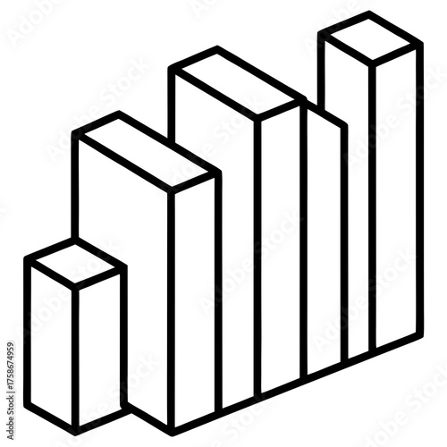 Isometric bar chart graph business data visualization, financial analysis, and statistical representation