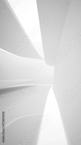 Abstract white interior with curved lines and bright lighting
