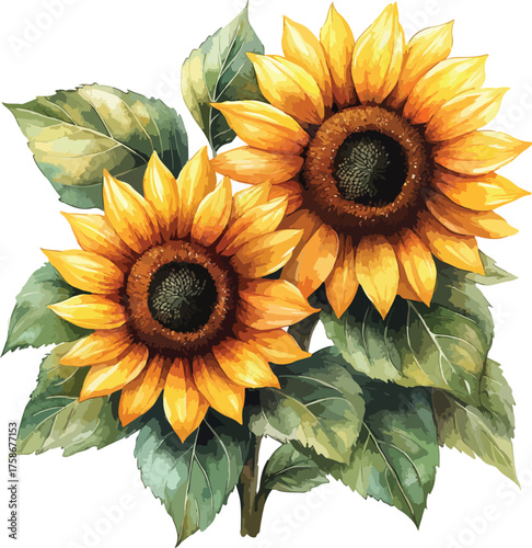 Bright yellow sunflower blossoms and petals are isolated on a clean white background, capturing the beauty of a summer nature closeup