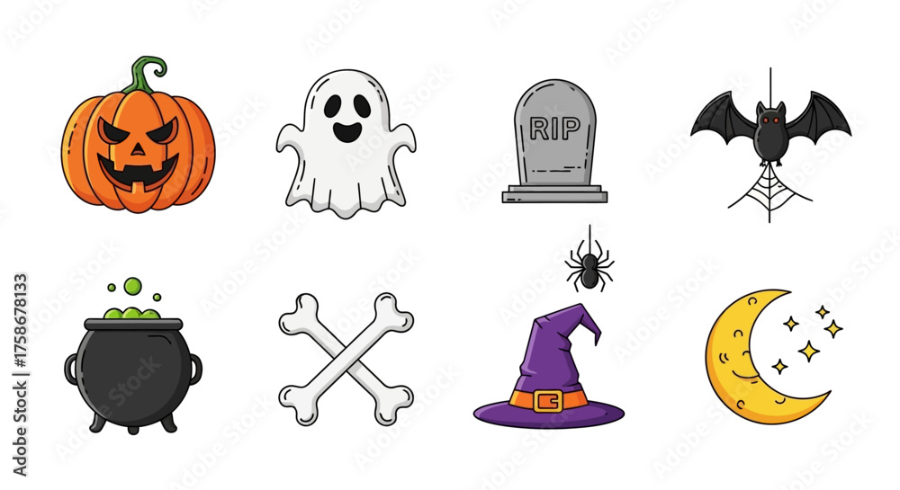Obraz premium Halloween Icon Set — Spooky & Horror Elements