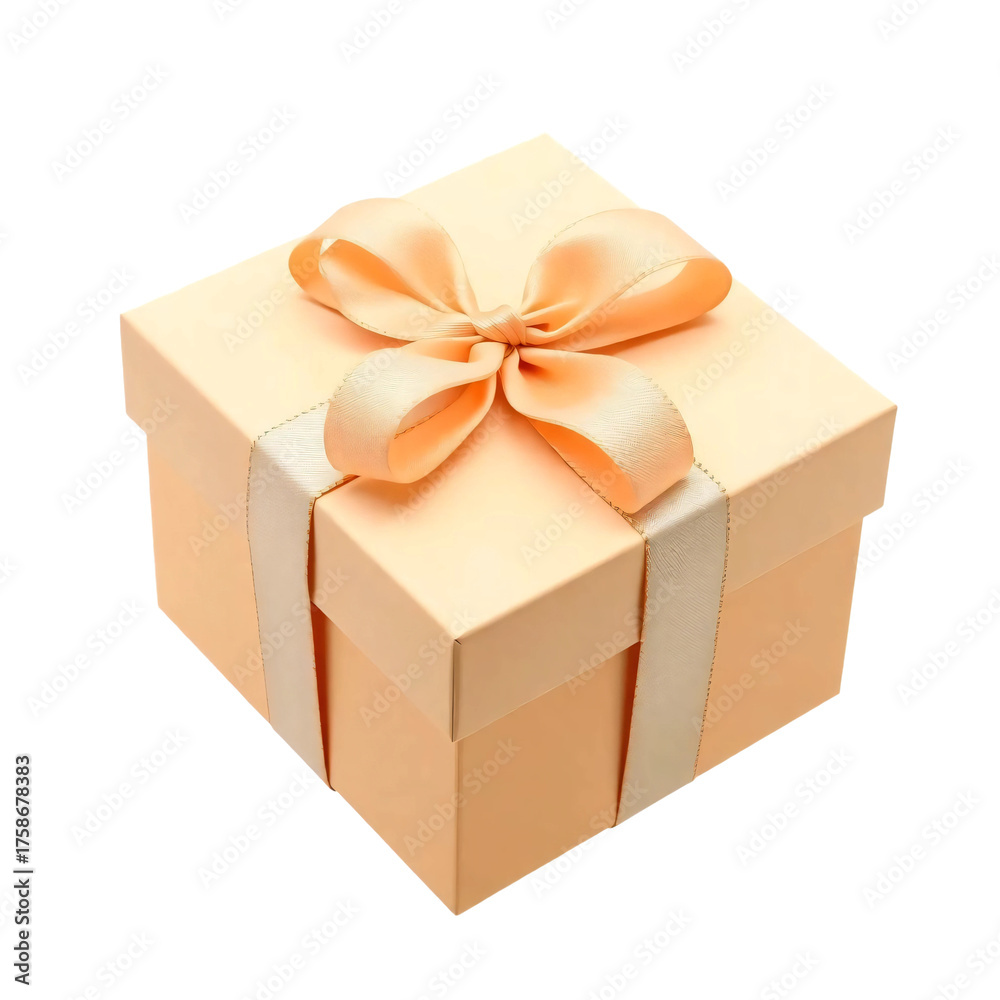 Obraz premium Beige gift box isolated on transparent background