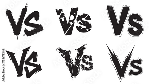 black graffiti vs text vector clip art silhouette minimal abstract clean modern design