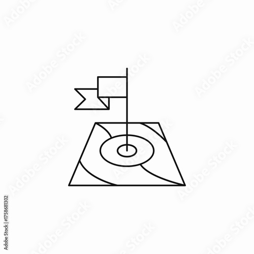 flag on map icon sign vector