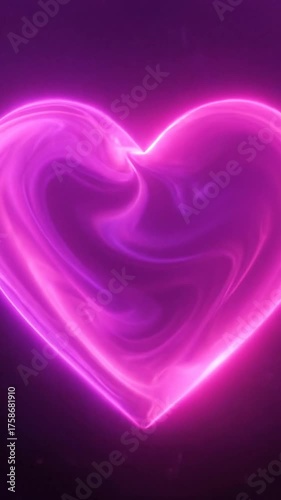 Glowing neon heart shape against black background symbolizing love