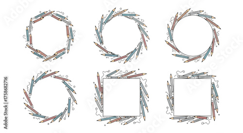 Collection of floral and foliage decorative frames and borders.