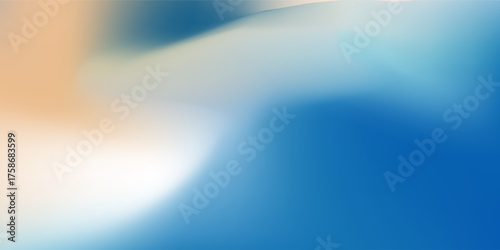 Abstract seaside. Ocean landscape vector texture. Aesthetic blue and beige gradient background. Blurred sea wave pattern. simple sky
