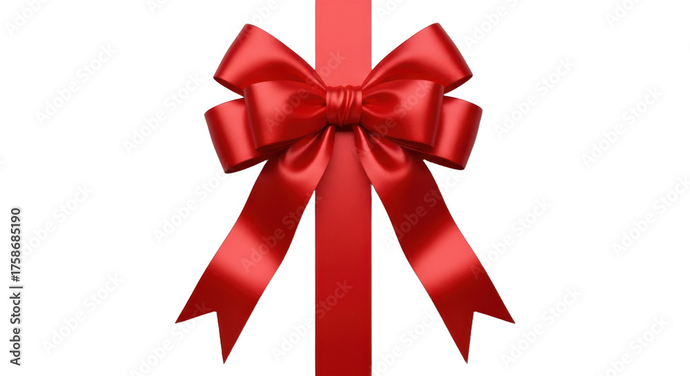 Fototapeta premium Elegant red bow with ribbon for gift wrapping and festive decorations