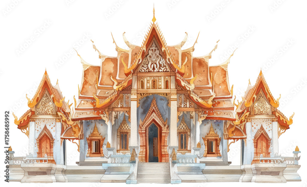 Fototapeta premium PNG ornate Thai temple illustration