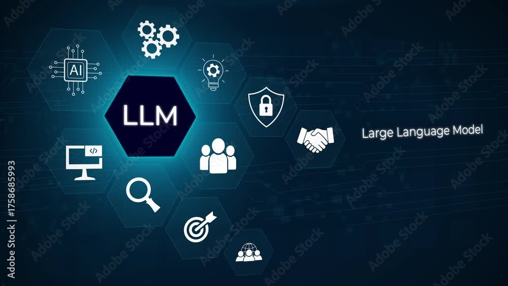 LLM Large Language Model and AI technology concept. Man working with ...