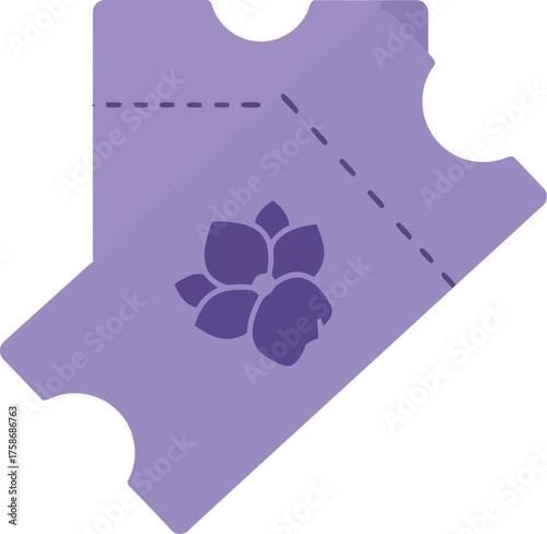 Purple ticket with paw print icon for pet events and promotions vector