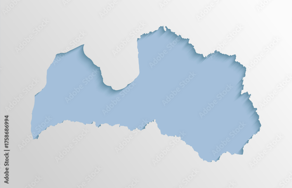 Obraz premium Vector map state of Latvia, abstract inner shadow