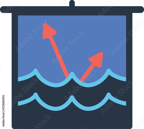 Business downturn graphic projector screen waves vector