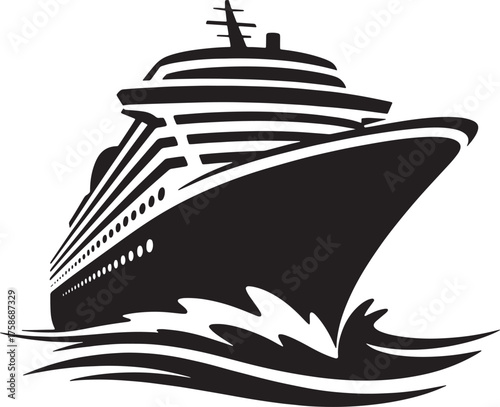 Cruise Ship Silhouette Ocean Voyage Marine Vessel Maritime Holiday Journey Water Transport