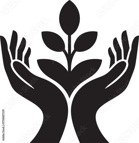 Hands Holding Plant Protect Environment Nature Conservation Ecology Growth Cultivation Vector
