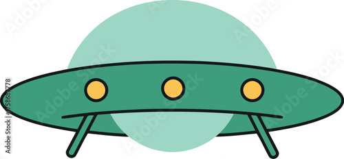 Retro ufo flying saucer icon sci-fi illustration vector