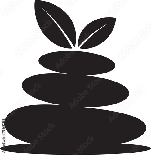 Spa Zen Balance Stones Silhouette Calmness Stillness Graphic Design Element Wellness Symbol